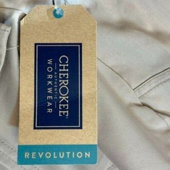 Cherokee Revolution Modern Classic Scrub Top Women Small Khaki Medical NEW‎ - Picture 4 of 11